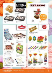ciastka marki SweetPol, Nutella, słodycze marki Śnieżka i paczki dla dzieci na wielkanoc